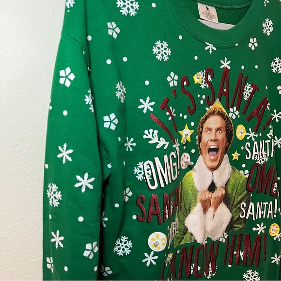 Juniors' Licensed Santa I Know Him Holiday Graphic Light Up Pullover Sweatshirt - Picture 5 of 10